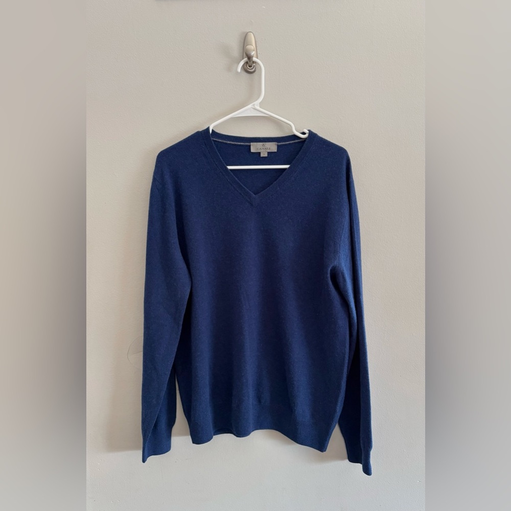 Canali Men’s V Neck Sweater 100% Cashmere Made in Italy Size 54